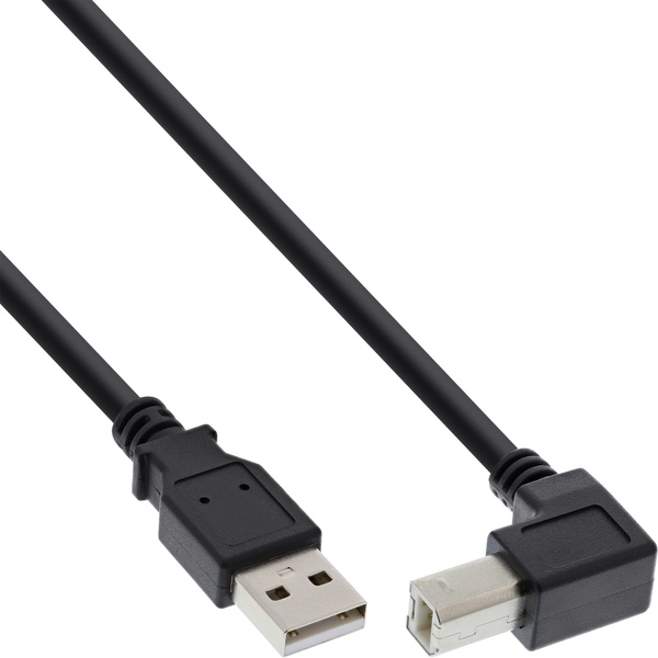 InLine® USB 2.0 Kabel, A an B unten abgewinkelt, schwarz, 5m InLine 34555U