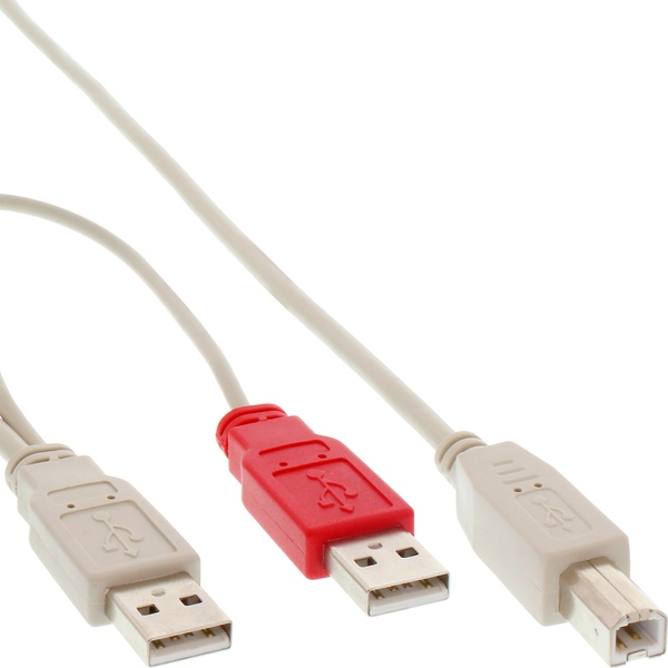 USB 2.0 Y-Anschlußkabel, 2x Stecker A an Stecker B, 1m InLine 34510X