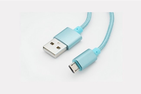 USB 2.0 Micro-B Sync- und Ladekabel, blau, Alu & Nylon, 1,2m