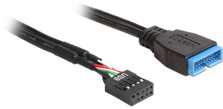 USB 2.0 intern, USB 2.0 Header Buchse auf  USB 3.0 Pin Header Stecker, 60cm Delock 83777
