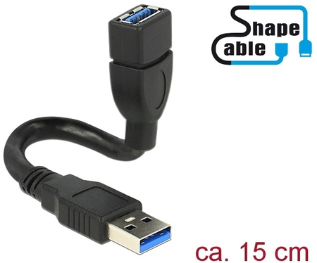 USB 3.0 A ShapeCable, Verlängerung, 0,3m Delock 83714
