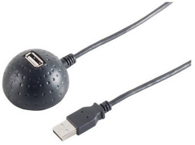 USB 2.0 Verlängerungskabel mit Sockel, Schwarz 1,5m