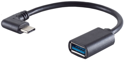 USB 3.2 Gen1 Kabel, USB Typ C  Stecker 90° gewinkelt auf USB 3.0 Buchse, OTG, schwarz, 15cm