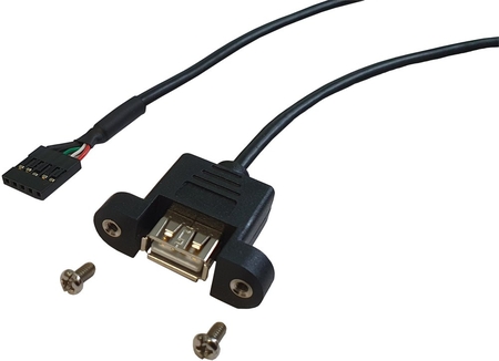 rmLine® USB Kabel, USB A Einbaubuchse an 5-pol Buchse (Mainboardstecker) mit Schirm 75cm
