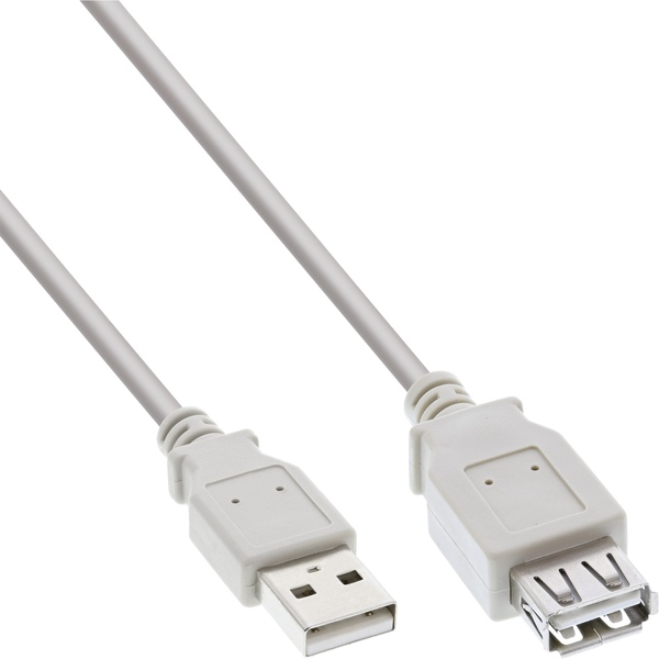 USB 2.0 Verlängerung, Stecker A zu Kupplung A, AWG24/26, grau, 5m