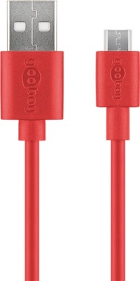 Micro USB Lade- und Synchronisationskabel für Android-Geräte, Rot, 1m Goobay 43700