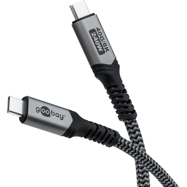 USB-C™-Kabel mit Textilmantel, USB4™, 240 W, 40 Gbit/s, Power Delivery, 1,5 m Goobay 74212