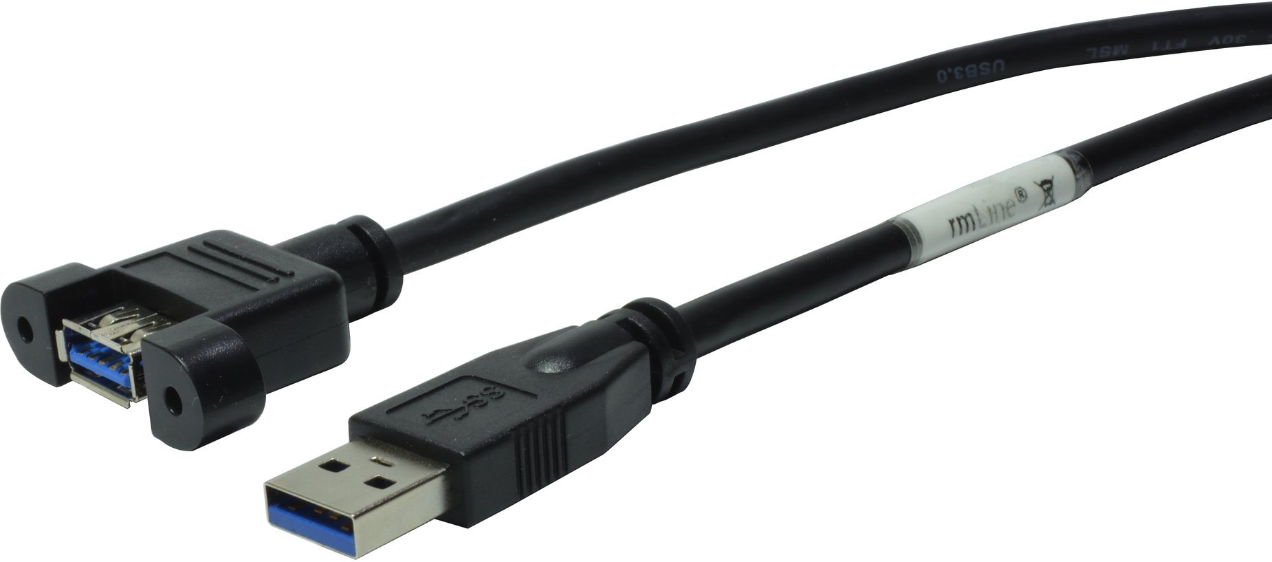 rmLine® USB 3.0 Verlängerung mit Befestigung/Flansch 50cm [A Stecker - A  Buchse] rmLine