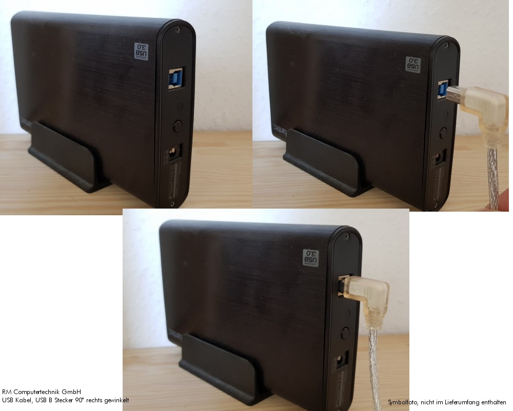 USB Kabel, B Stecker 90° gewinkelt, in USB 3.0 Port