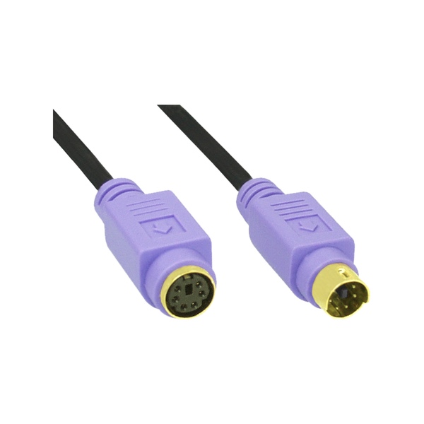 Premium PS2 Verlängerung, violette Stecker, Schwarz, 2m