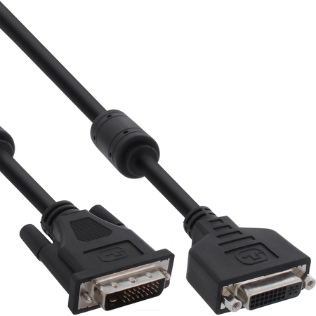 DVI-D Verlängerung 24+1, Dual Link, schwarz, 2 x Ferritkern, 2m InLine 17773