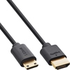 Slim Ultra High Speed HDMI Kabel, 8K4K, A Stecker / C Stecker (Mini), schwarz / gold, 1,5m Inline 17911C