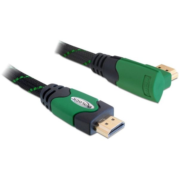 High Speed HDMI mit Ethernet – HDMI A Stecker > HDMI A Stecker rechts gewinkelt 4K , 1m Delock 82951