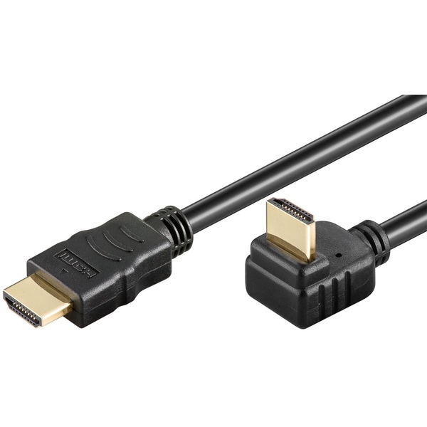 HDMI Kabel 4k, 3D, Ethernet, einseitig gewinkelt unten, schwarz, 1,5m Goobay 31921