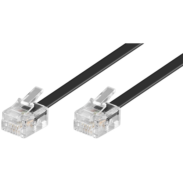 Telefonkabel flach 4-adrig, RJ11 (6P4C) schwarz 10m Goobay 50319