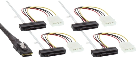InLine® SAS Anschlusskabel, Mini-SAS SFF-8087 an 4x SATA, 1:1, OCR, 0,75m InLine 27620A