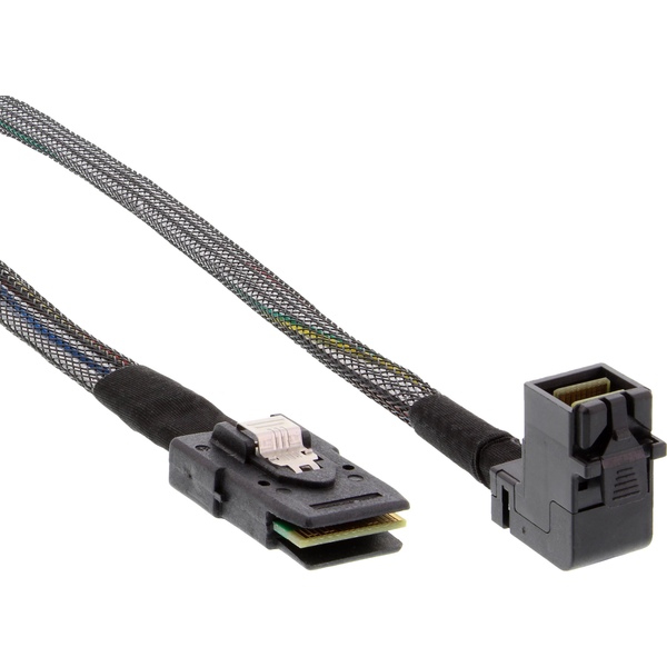 Mini SAS HD Kabel, SFF-8643 gewinkelt auf SFF-8087, Sideband, 0,5m InLine 27629A