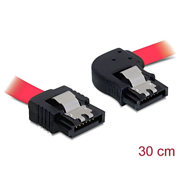 SATA 3 Gb/s Kabel gerade auf rechts gewinkelt rot 0,3m Delock 82606
