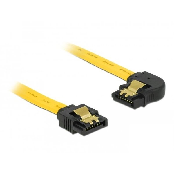 SATA 6 Gb/s Kabel gerade auf links gewinkelt, Clip, gelb, 0,3m Delock 82824