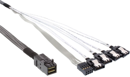 MINI SAS Kabel SFF-8643 auf 4x SATA und Sideband, 50cm InLine 27630A