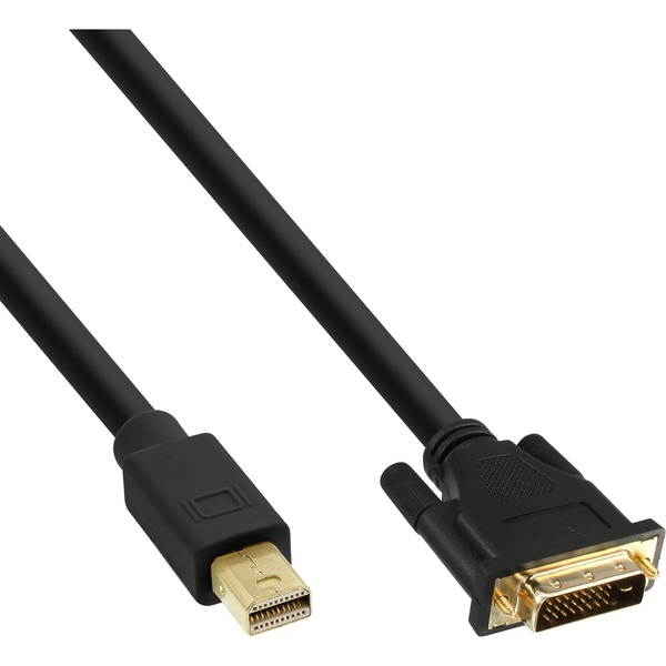 Mini DisplayPort zu DVI Kabel, Mini DisplayPort Stecker auf DVI 24+1 Stecker, schwarz/gold, 3m