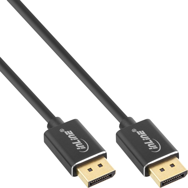 DisplayPort 1.4 Kabel Slim, 8K4K, schwarz, vergoldete Kontakte, 2m InLine 17202S