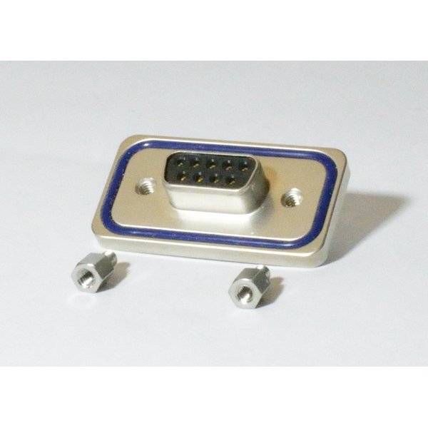 SUB-D Buchse IP67 9-pin, Lötkelch, Befestigungsbolzen