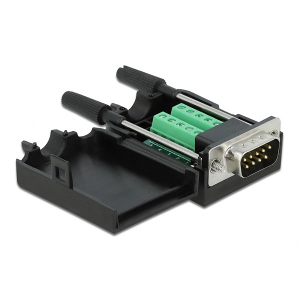 Adapter Sub-D 9 Pin Stecker zu Terminalblock 10 Pin mit Gehäuse