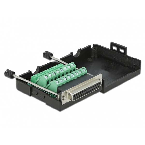 Adapter Sub-D 25 Pin Buchse auf 26-polig Schraubklemme mit Gehäuse und Bolzen