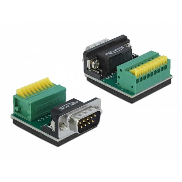 Adapter Sub-D 9 Pin Stecker zu Terminalblock 9 Pin mit Drucktaster
