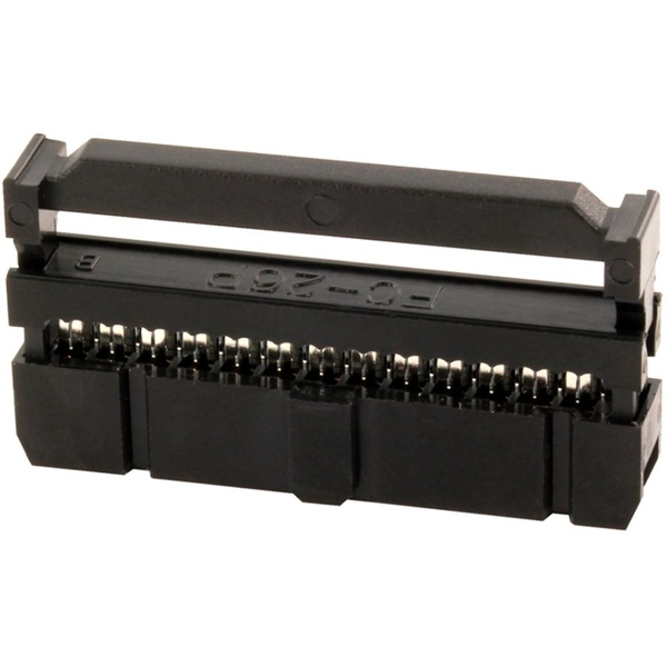 Pfostenverbinder, Federleiste 8-polig zweireihig Raster 2,54mm PBT schwarz inkl Zugentlastung