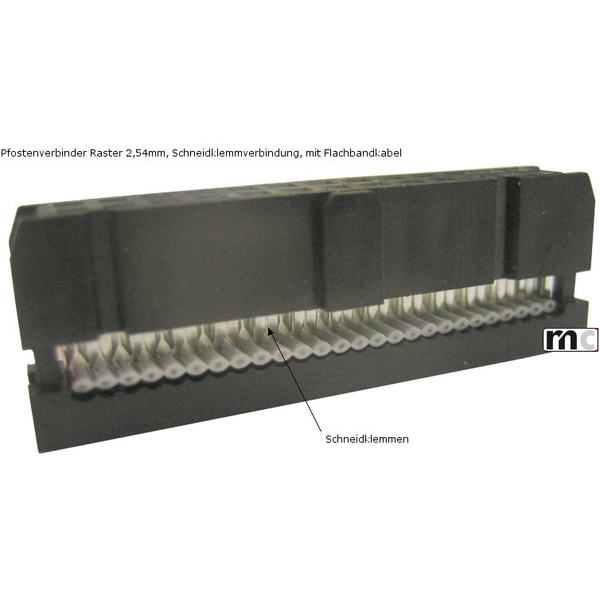 Pfostenverbinder mit angelegtem Flachbandkabel