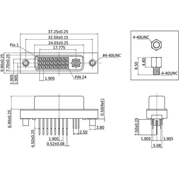 DVI 24+5 Einbaubuchse/Kabelmontage Zeichnung