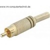 Cinch Lötstecker Gold 2 Kernringe Schwarz 5,5mm Federzugentlastung