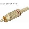 Cinch Stecker Gold Kernring Rot mit 4mm Federzugentlastung