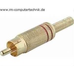 Cinch Stecker Gold Kernring Rot mit 4mm Federzugentlastung