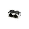 2 Port RJ45 Einbaubuchse, CAT5e, geschirmt, 90° gewinkelt, Print