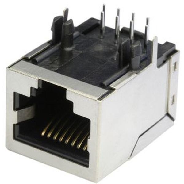 Einbaubuchse RJ45 (8P8C geschirmt), CAT5e, 90 Grad gewinkelt, Printmontage, Westernbuchse, Modularbuchse