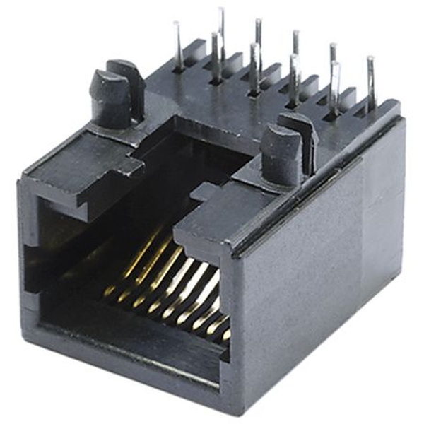 RJ48/RJ50 Buchse, Einbau, Low Profil,  90 Grad Print, ungeschirmt