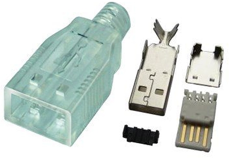 USB 2.0 A Stecker, Lötstecker, Transparent, HQ