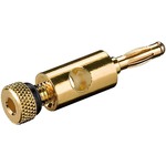 Feder-Bananenstecker 4mm mit Schraubanschluss, Vollmetall, vergoldet, Schwarz