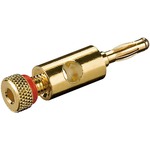 Feder-Bananenstecker 4mm mit Schraubanschluss, Vollmetall, vergoldet, rot