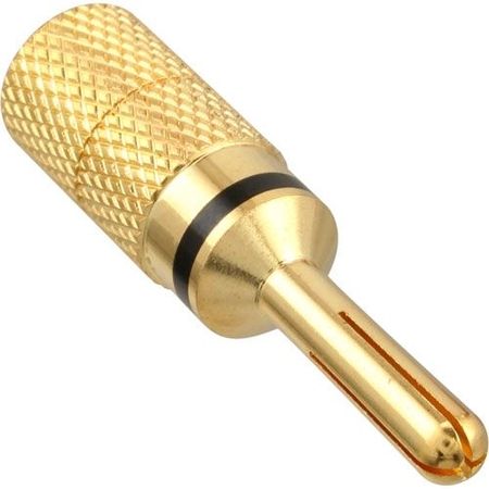 High End Bananenstecker vergoldet Schwarzer Kennring Schraubversion