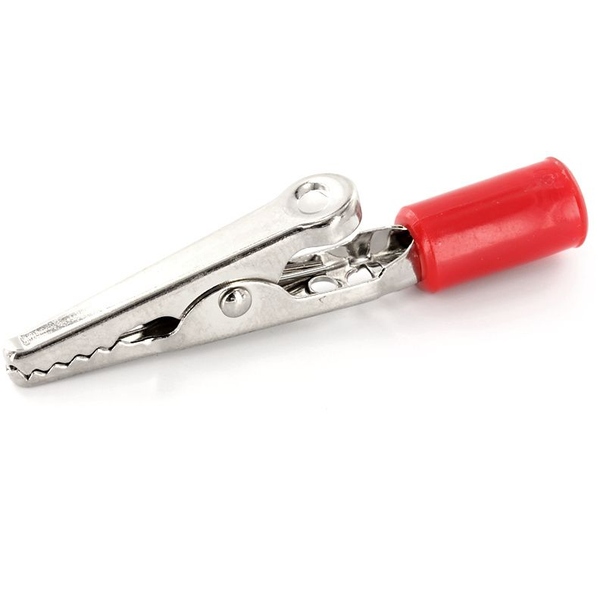 Abgreifklemme blank mit 4 mm Buchse, rot, Gewinde, 56,7mm econ connect AK18RT