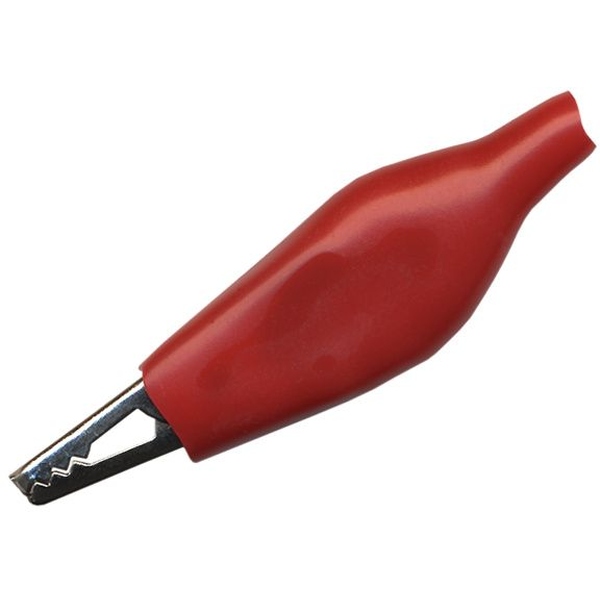 Krokodilklemme in Miniaturausführung Rot, Lötanschluss, Länge 41mm