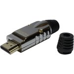 HDMI 19 Pol L&ouml;tstecker, Premium, inkl. 2 T&uuml;llen, Vollmetallgeh&auml;use rmLine® 4311