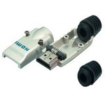 HDMI L&ouml;tstecker mit Vollmetallhaube,  4K2K, mit 2 Kabelt&uuml;llen, AWG26 bis AWG28