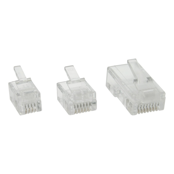 Modularstecker, 8P8C RJ45 zum Crimpen auf Rundkabel (ISDN), 100er Pack InLine 73098R