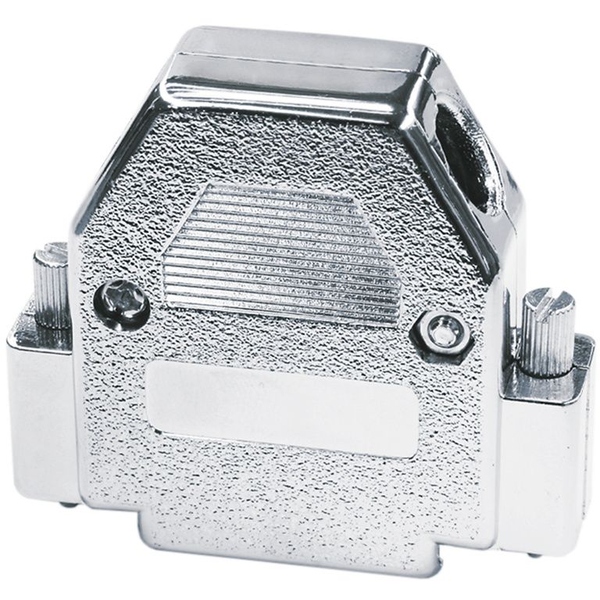 SUB-D Hauben 15-polig - seitlicher Abgang (45°), metallisiert, kurze R&auml;ndelschraube mit Schlitz